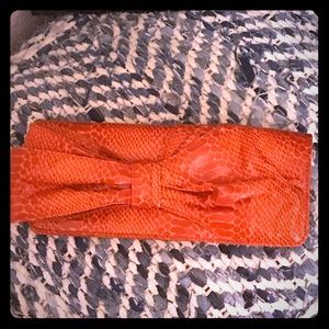 Nine West Orange Snake Skin Clutch